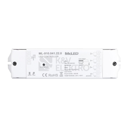 RF přijímač McLED řízení jasu CCT RGBW 4 kanály 4x5A 12-36V ML-910.041.22.0