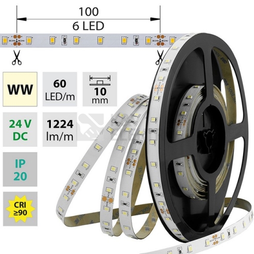 LED pásek McLED 24V teplá bílá CRI90 š=10mm IP20 14,4W/m 60LED/m SMD2835 ML-126.700.60.2