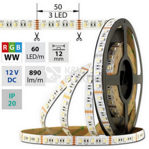  LED pásek McLED 12V RGBW WW teplá bílá 12mm IP20 19,2W/m ML-123.635.60.0 (5m)