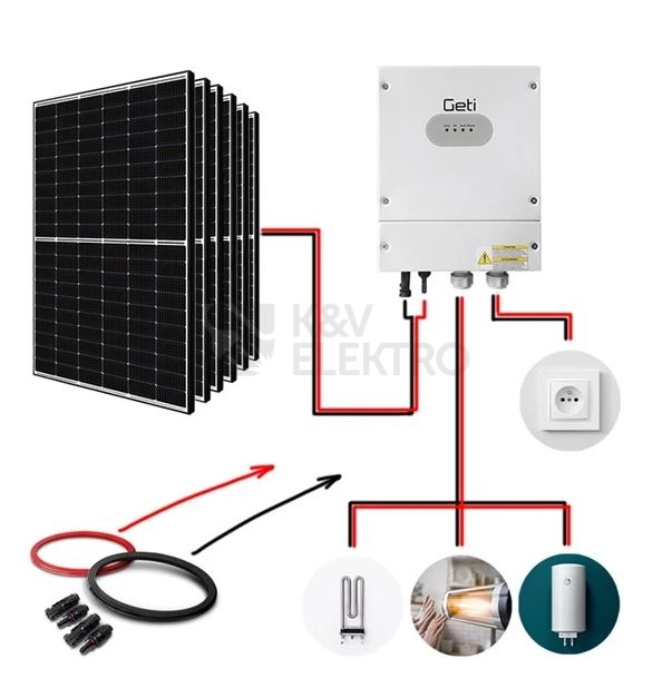 Obrázek produktu Sada pro fotovoltaický ohřev vody GETI GWH01 2490W 6x panel Ja Solar JAM54S30 415W/GR černý rám 1
