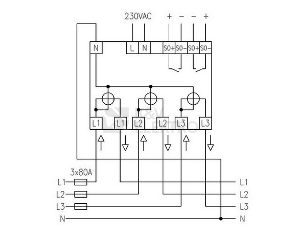 Obrázek produktu Elektroměr EATON EME3P80MID třífázový cejchovaný dvojtarif 2