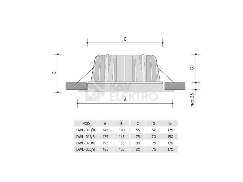 Obrázek produktu Podhledové svítidlo downlight 25W Panlux DWL-025/B 6