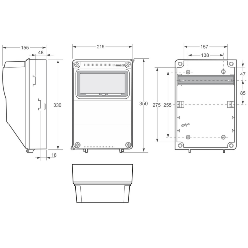 Rozvodnice nástěnná Famatel AcquaCOMBI 3958 IP65 9M s montážním prostorem