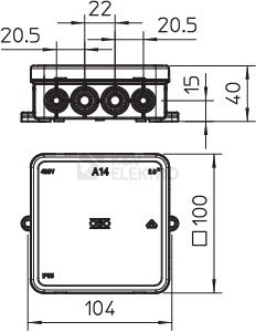 Obrázek produktu Krabice OBO A14 HF RW IP55 100x100x40 bílá 2000390 1