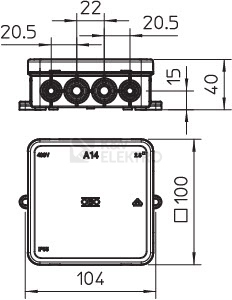 Obrázek produktu Krabice OBO A14 HF RW IP55 100x100x40 bílá 2000390 1