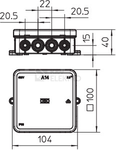 Obrázek produktu Krabice OBO A14 IP55 100x100x40 2000378 1