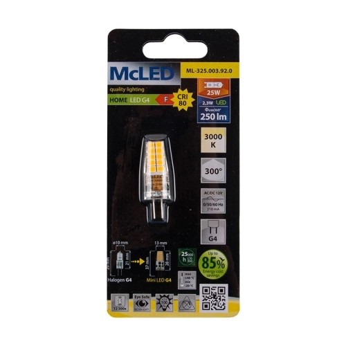 LED žárovka G4 McLED 2,5W (25W) teplá bílá (3000K) 12V ML-325.003.92.0 (obrázek 8)
