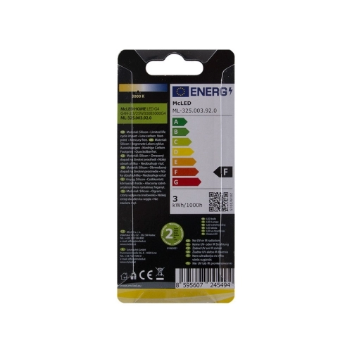 LED žárovka G4 McLED 2,5W (25W) teplá bílá (3000K) 12V ML-325.003.92.0 (obrázek 6)