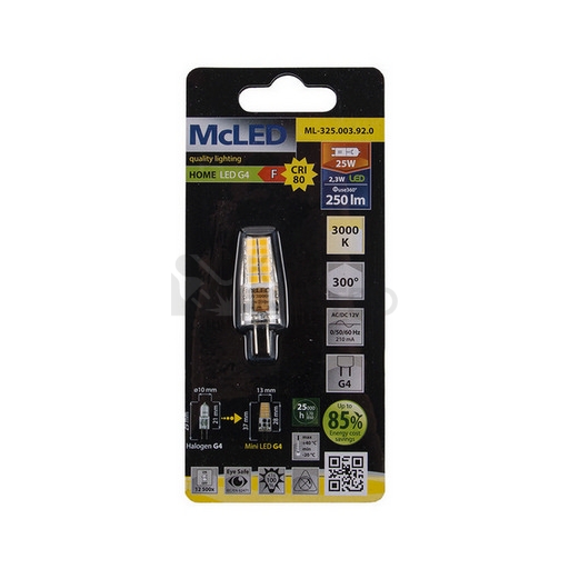 Obrázek produktu  LED žárovka G4 McLED 2,5W (25W) teplá bílá (3000K) 12V ML-325.003.92.0 5