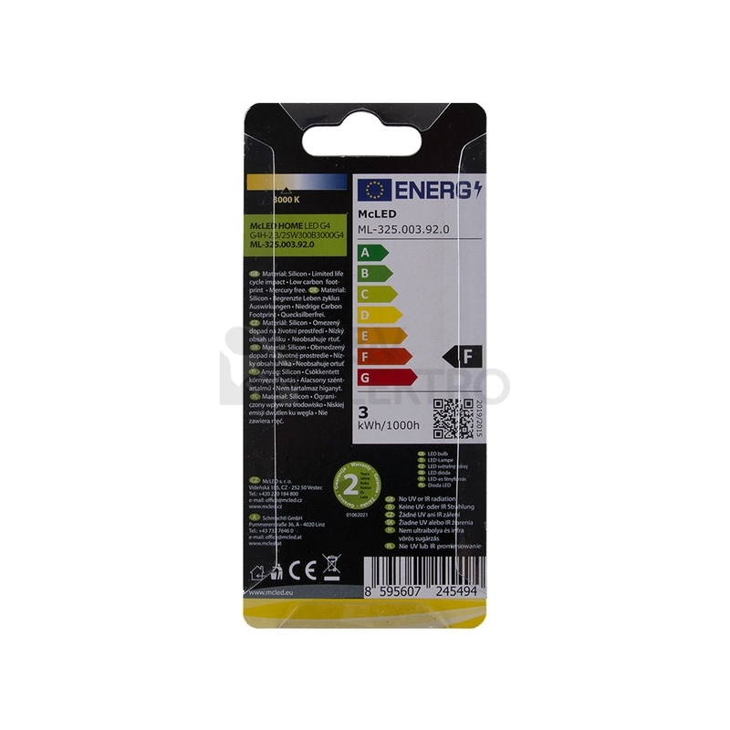 Obrázek produktu LED žárovka G4 McLED 2,5W (25W) teplá bílá (3000K) 12V ML-325.003.92.0 5
