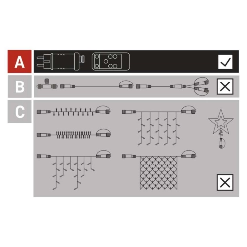 Napájecí zdroj EMOS Connecting D1ZW02 ZY2300R pro spojovací LED vánoční řetěz s dálkovým ovladačem bez kabelu (obrázek 9)