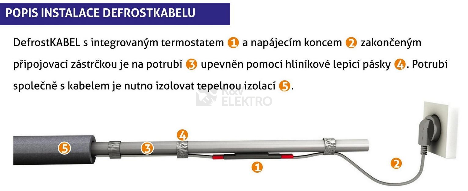 Obrázek produktu Topný kabel K&V thermo defrostKABEL 2LF 17W/m 16m (272W) 1