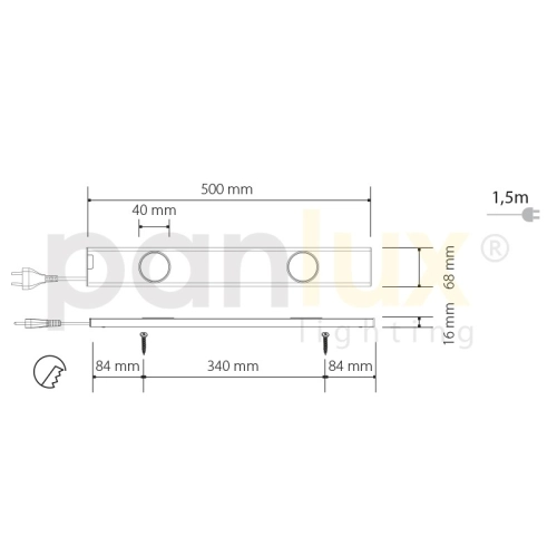 Svítidlo DAERON nábytkové 2x24LED studená bílá pohybem spínané Panlux BL224S/CH