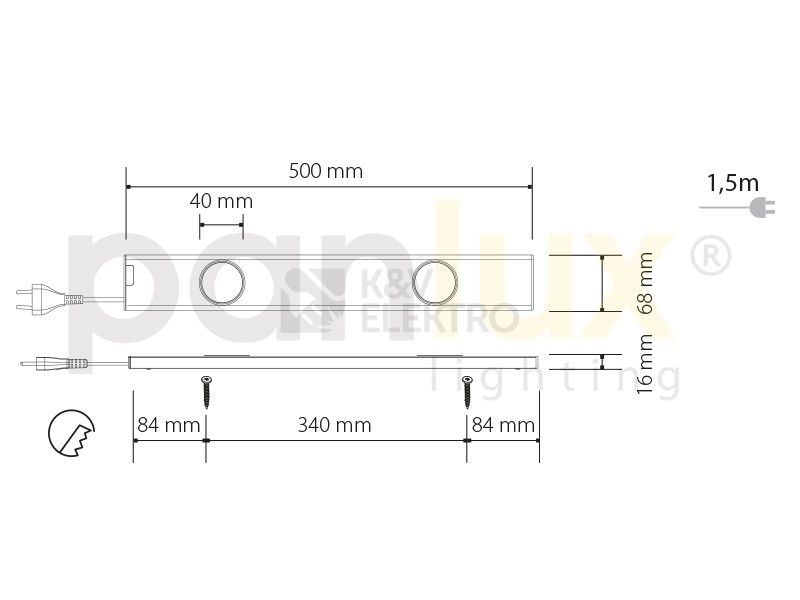 Obrázek produktu Svítidlo DAERON nábytkové 2x24LED studená bílá pohybem spínané Panlux BL224S/CH 2