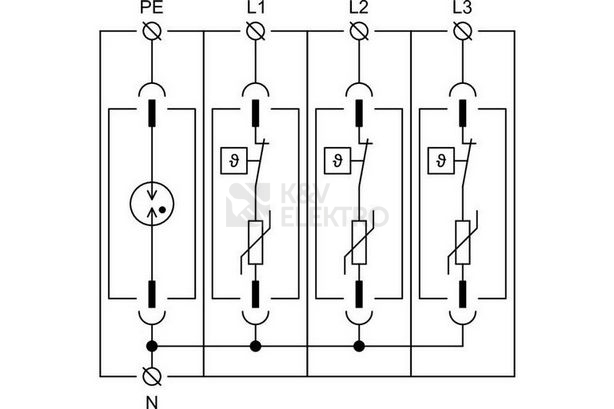 Obrázek produktu Svodič přepětí PIIIM-275/3+1 Vseries 3