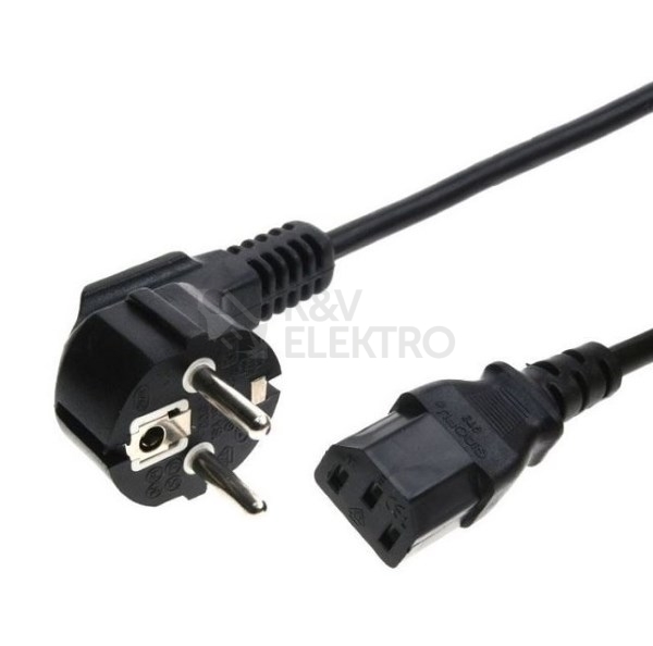 Obrázek produktu  Kabel napájecí k PC 1,5m EMOS S11370 3x0,75 černá úhlová vidlice / konektor IEC320 rovný 0