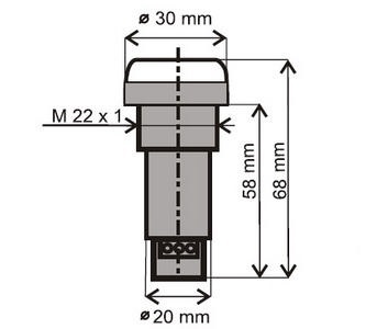 Kontrolka modrá ELECO HIS-95 B 230VAC