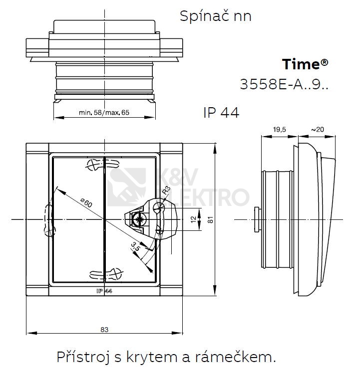 Obrázek produktu  ABB Element,Time tlačítko č.6/0 IP44 bílá 3558E-A86940 03 3