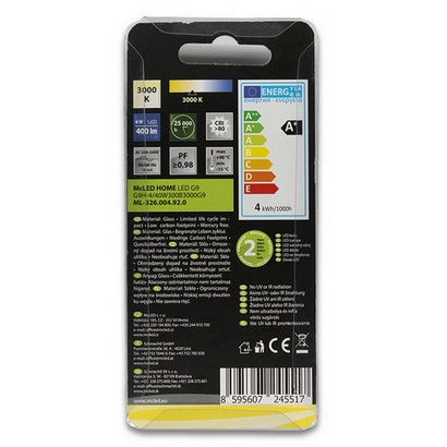 LED žárovka G9 McLED 4W (40W) teplá bílá (3000K) ML-326.004.92.0 (obrázek 8)