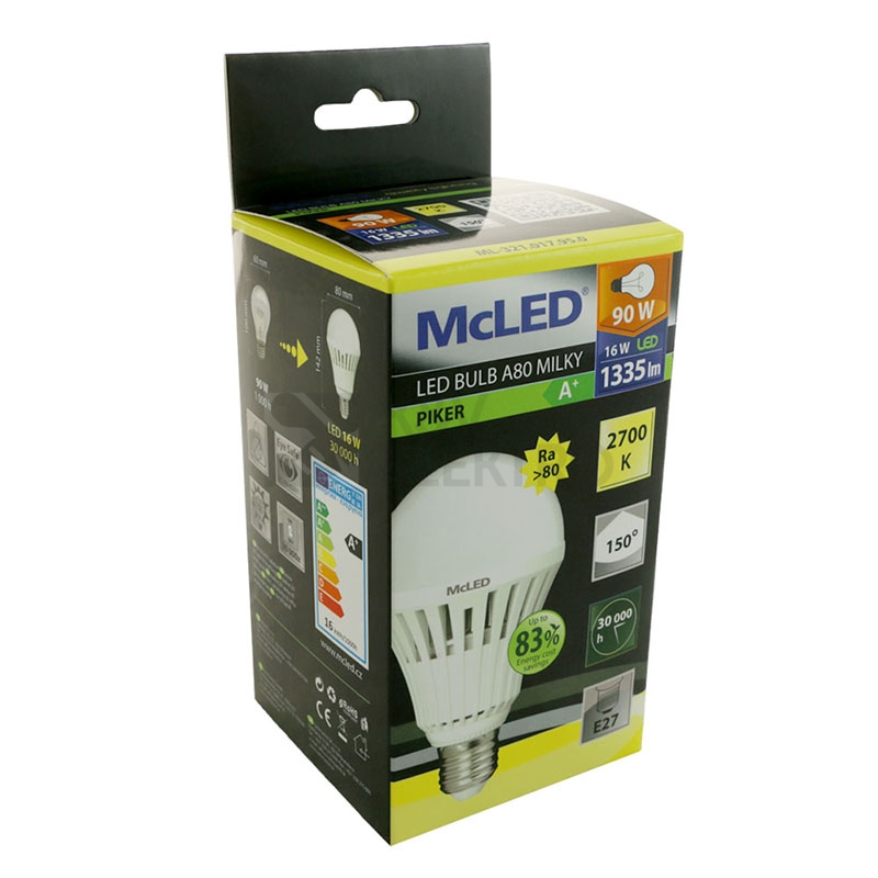 Obrázek produktu  LED žárovka E27 McLED 16W (90W) teplá bílá (2700K) ML-321.017.95.0 2