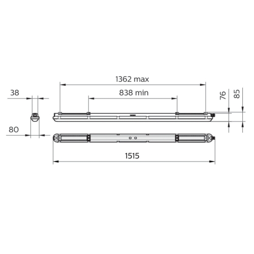 Zářivka LED Philips WT120C LED60S/840 PSU L1500 47W 6000lm 4000K neutrální bílá IP65