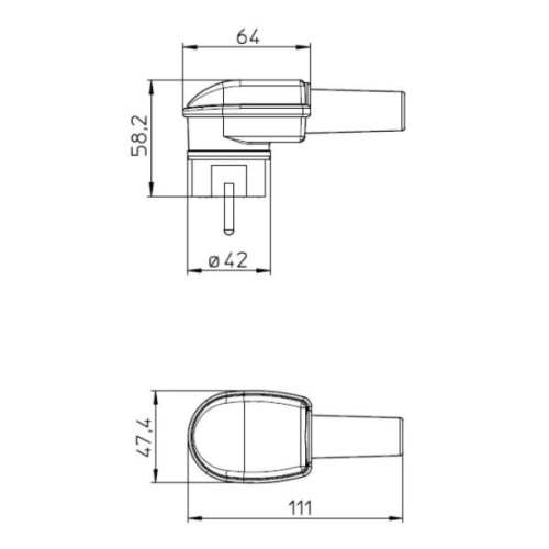 Vidlice gumová úhlová IP44 Kopp 1782.1600.9 230V/16A černá