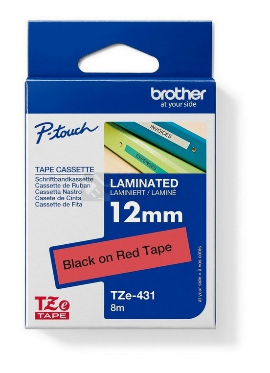 Obrázek produktu Páska do štítkovače Brother TZE-431 červená/černá 12mm originální 0