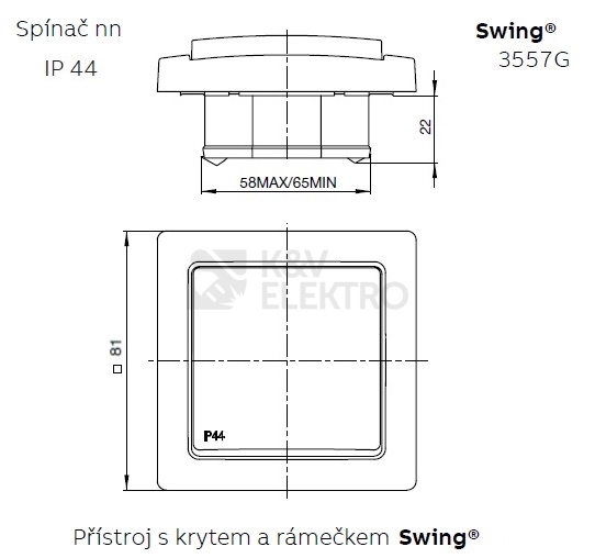 Obrázek produktu ABB Swing (L) vypínač č.6 IP44 jasně bílá 3557G-A06940 B1 2