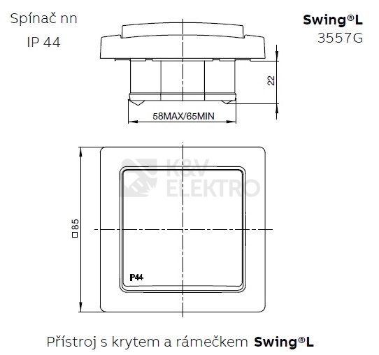 Obrázek produktu ABB Swing (L) vypínač č.6 IP44 jasně bílá 3557G-A06940 B1 3