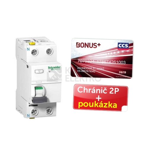  Proudový chránič Schneider Electric Acti9 iID 2P 25A 30mA AC + poukázka CCS 200 Kč A9Z11225P