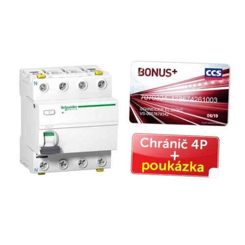 Proudový chránič Schneider Electric Acti9 iID 4P 40A 30mA AC + poukázka CCS 200 Kč A9Z11440P