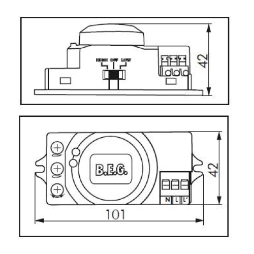 Pohybové čidlo mikrovlné B.E.G. LUXOMAT bílá HF-MD1