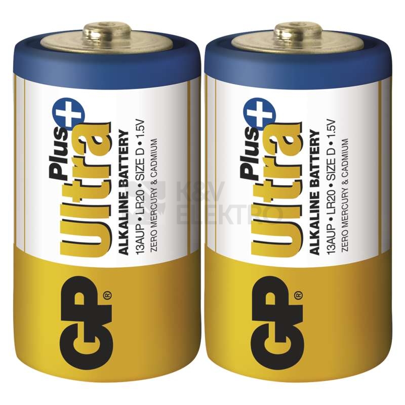 Obrázek produktu Baterie D GP LR20 Ultra Plus alkalické (blistr 2ks) 2