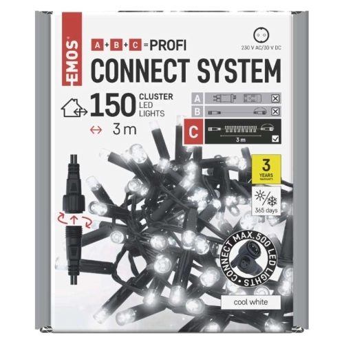 Propojovací vánoční řetěz bez zdroje EMOS Connecting D2BC01 ZY2304 3m studená bílá (obrázek 2)