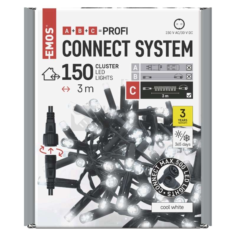 Obrázek produktu Propojovací vánoční řetěz bez zdroje EMOS Connecting D2BC01 ZY2304 3m studená bílá 3