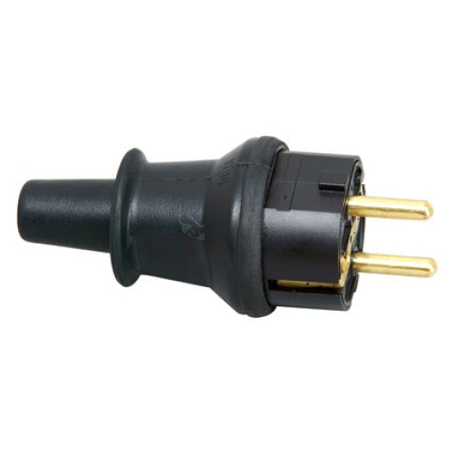 Vidlice gumová rovná IP44 Kopp 1730.1600.8 230V/16A černá