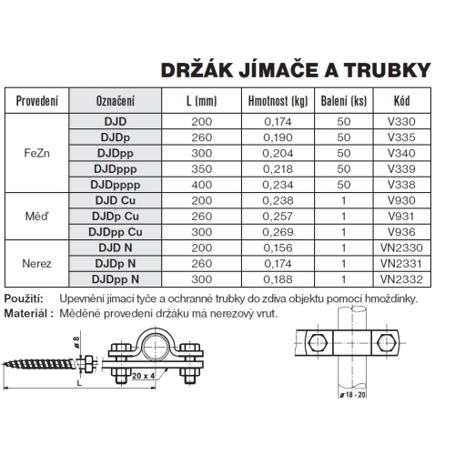 Držák jímače a ochranné trubky DJDppp TREMIS V339