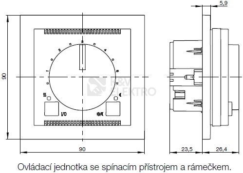 Obrázek produktu ABB Neo termostat otočný 3292M-A10101 01 bílá/ledová bílá 1