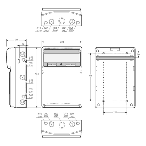 Rozvodnice nástěnná Famatel AcquaCOMBI 3952 IP65 16M s montážním prostorem