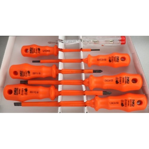Sada šroubováků 7-mi dílná VDE 1000V, ploché, křížové, s fáz. zkoušečkou NS 41002012