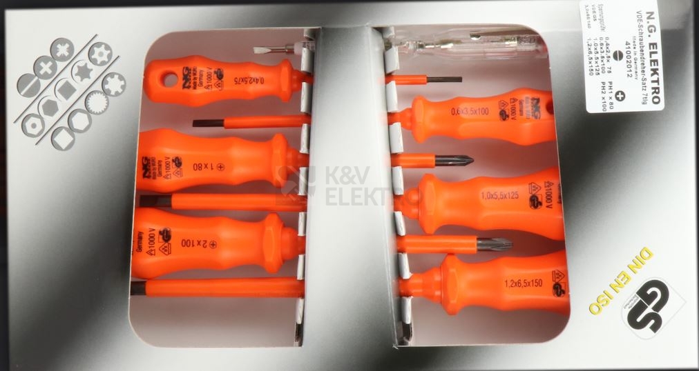 Obrázek produktu  Sada šroubováků 7-mi dílná VDE 1000V, ploché, křížové, s fáz. zkoušečkou NS 41002012 0