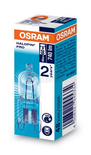 Obrázek produktu Halogenová žárovka OSRAM HALOPIN 66748 ECO 48W G9 3