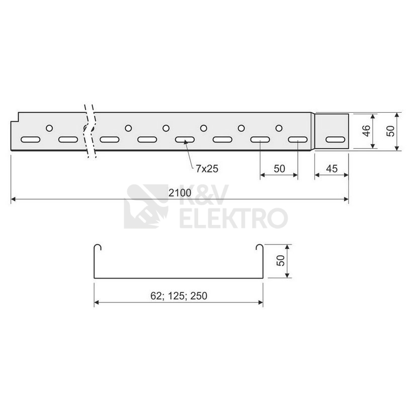 Obrázek produktu  Kabelový žlab s integrovanou spojkou KOPOS Mars NKZI 50X250X0,70 S (2m) 3