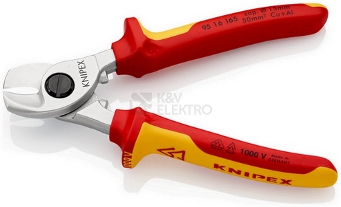 Obrázek produktu Kabelové nůžky Knipex 95 16 165 do VDE 1000V 165mm do průměru 15mm nebo 50mm2 1