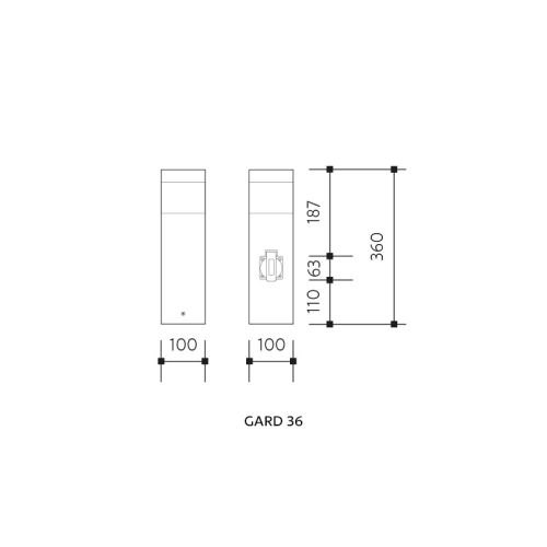 Zahradní svítidlo Panlux GARD NOZ-E14 výška 36cm se zásuvkou