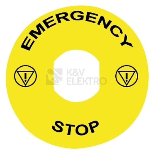 Schneider Electric Harmony Štítek nouzové zastavení 60mm ZBY9330T EMERGENCY STOP