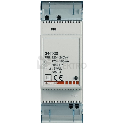  Napájecí zdroj Bticino 346020 0,6A 2DIN 230VAC/27VDC