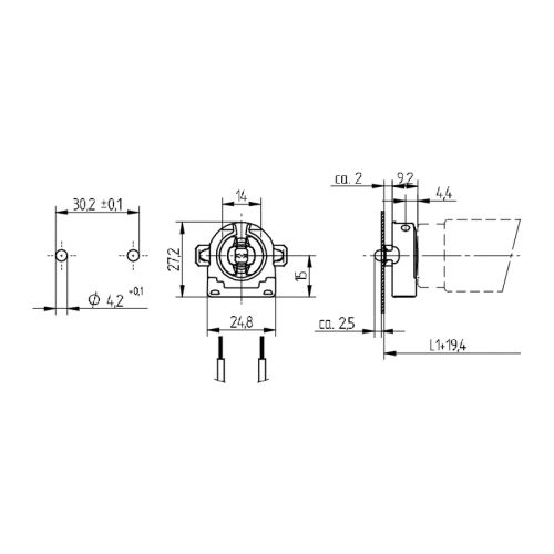 Patice zářivková T8/G13 BJB 26.422.4109.50 27mm boční uchycení s pružinou