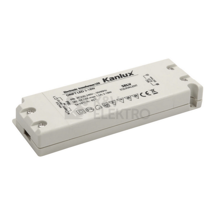 Obrázek produktu Transformátor elektronický Kanlux DRIFT LED 3-18W 12VDC 08550 0