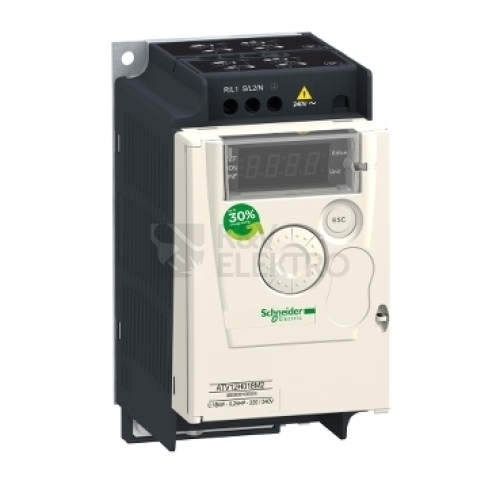 Frekvenční měnič Altivar 12, 0,37kW, 2,4A, 1-fáze 200-240V, s chladičem, ATV12H037M2